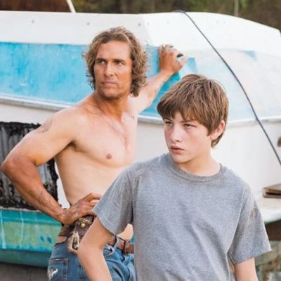 Jacob Lofland and Oscar-winning actor, Matthew McConaughey during the shooting of Mud.
